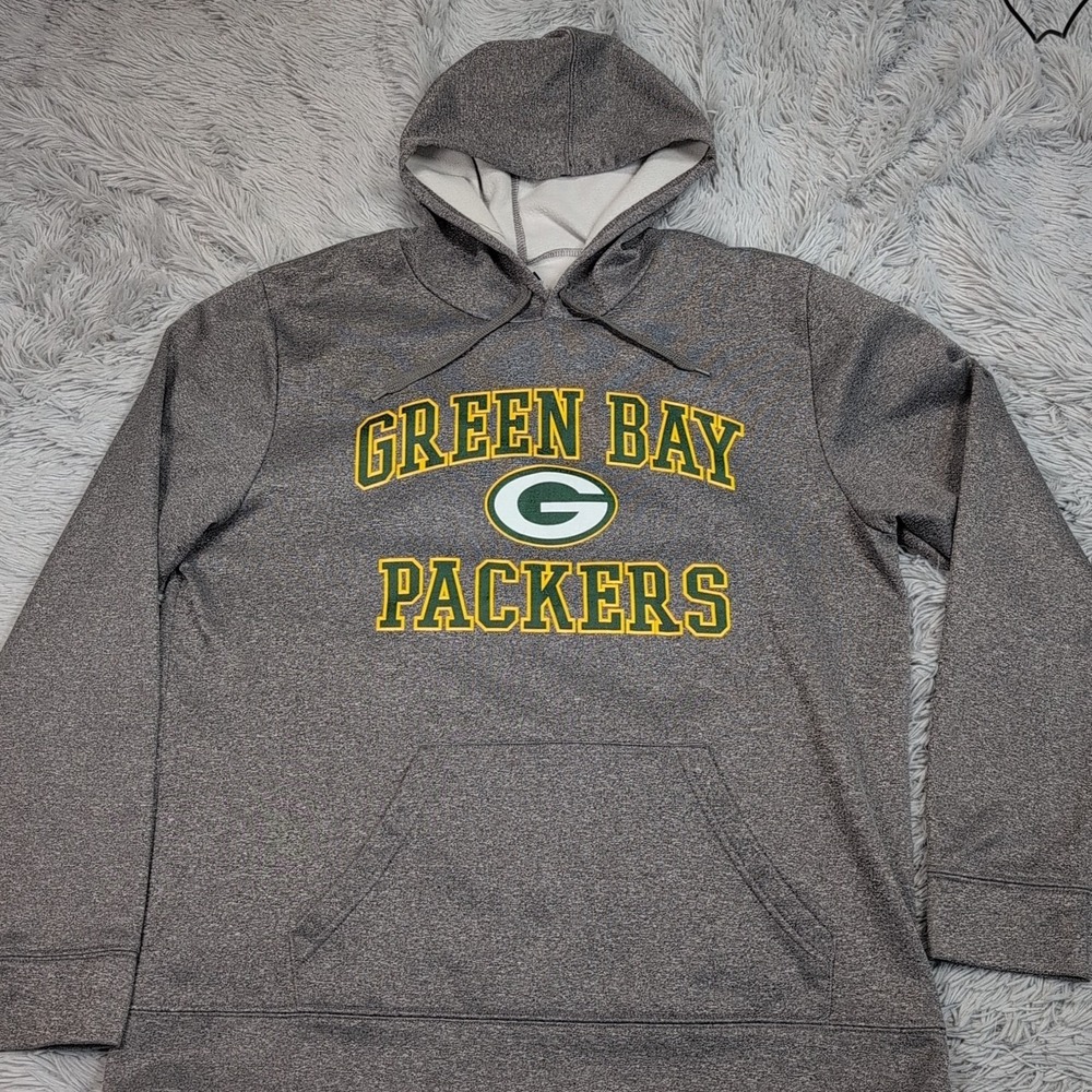 Green Bay Packers Sweatshirt Mens L Gray Football NFL Logo Comfort Athletic